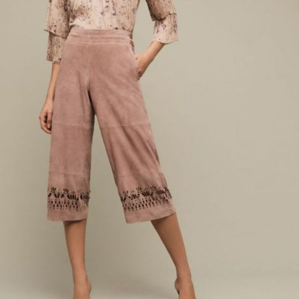 ANTRHOPOLOGIE Elspeth Suede Capris 12 NWT $498 - Picture 1 of 8
